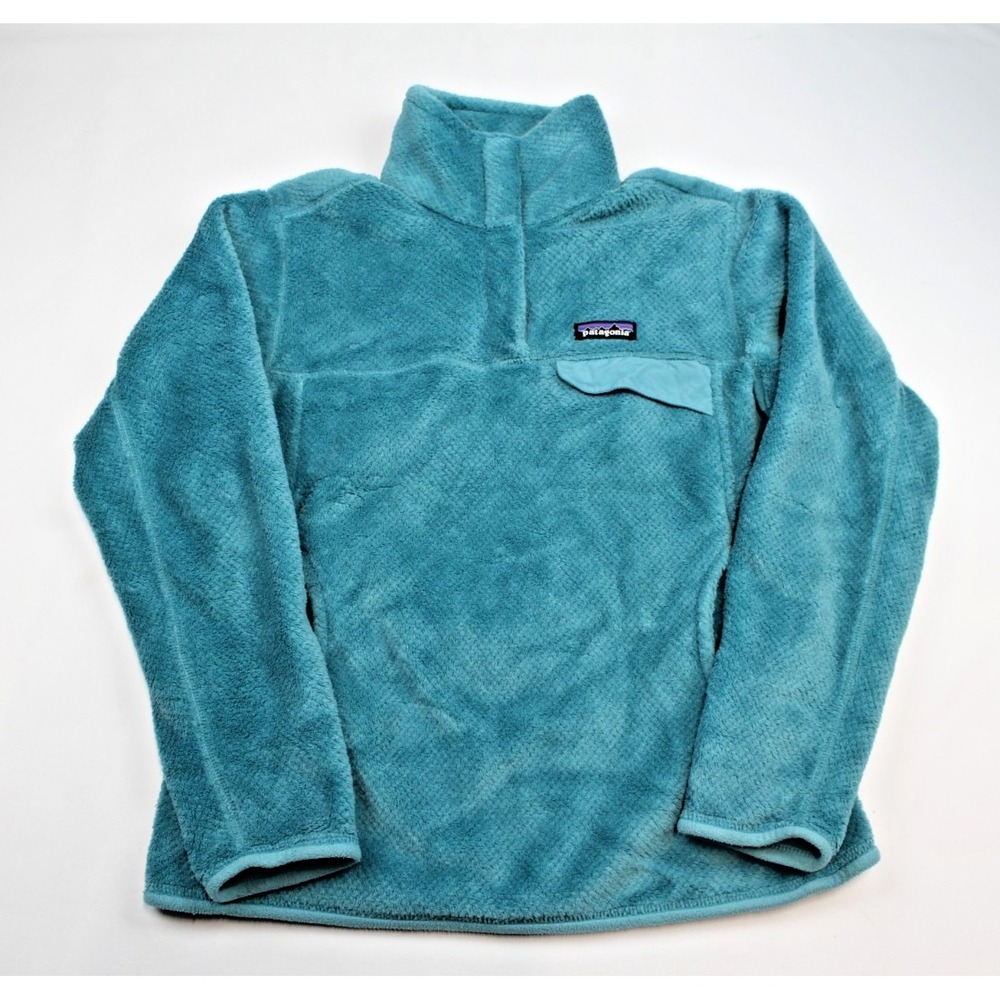 Patagonia Women's Synchilla Snap-T Fleece Pullover Gray Teal Trim Size M Medium